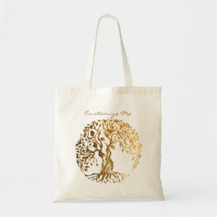 Bolsa Tote Árvore de Mehndi de vida (ouro)