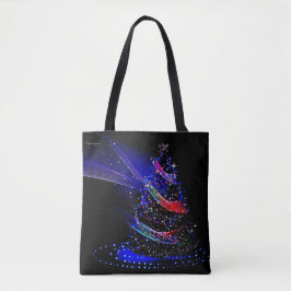 Bolsa Tote Árvore de Natal Azul-Estrelado Marinho Elegante