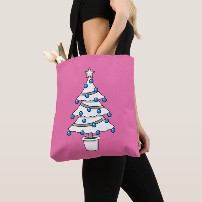 Bolsa Tote Árvore de Natal Branco (Close Up)