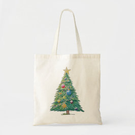 Bolsa Tote Árvore de Natal Colorida
