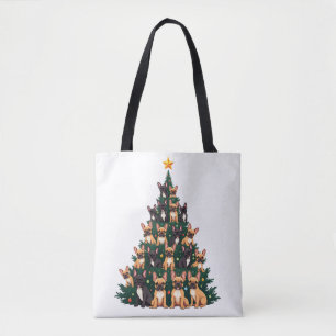 Bolsa Tote Árvore de Natal Com Cães Terrier Gift Xmas