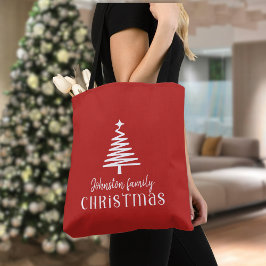 Bolsa Tote Árvore de Natal da família personalizada, simples 