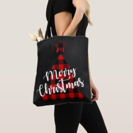 Bolsa Tote Árvore de Natal da Xadrez Buffalo