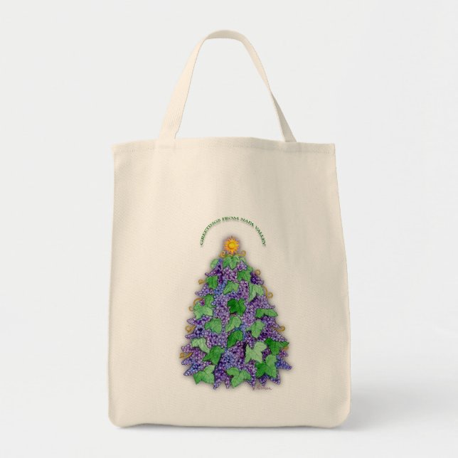 Bolsa Tote Árvore de Natal das uvas de Napa Valley (Frente)