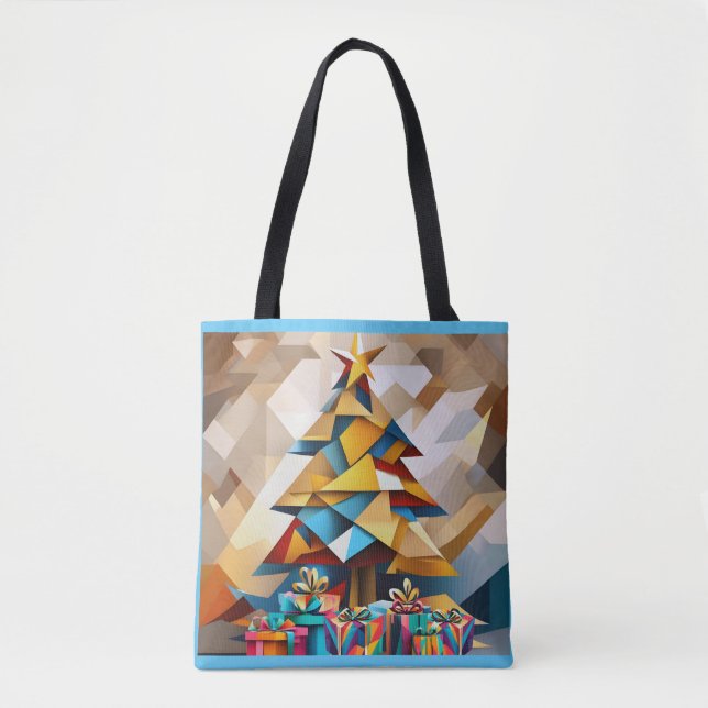 Bolsa Tote Árvore de Natal de abstrato Holiday (Frente)