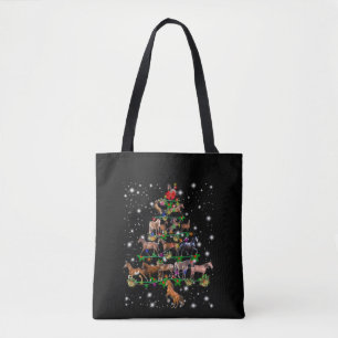 Bolsa Tote Árvore De Natal De Cavalo Coberta Por Lâmpada De L