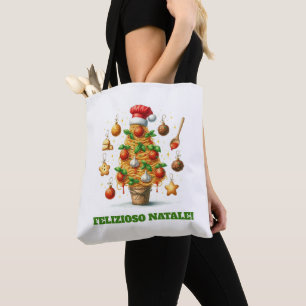 Bolsa Tote Árvore de Natal de Espaguete Divertida Delizioso N