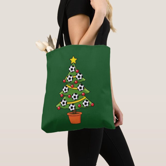 Bolsa Tote Árvore de Natal de Futebol (Close Up)