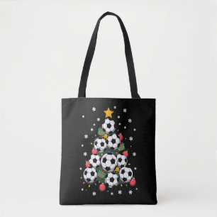 Bolsa Tote Árvore de Natal de Futebol Jogador Amante do Espor