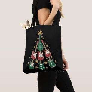 Bolsa Tote Árvore de Natal de Guitarra Legal Amantes de Guita