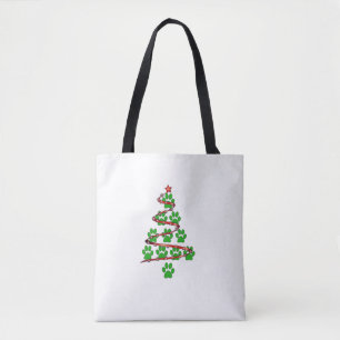 Bolsa Tote Árvore de Natal de Impressão de Canas de Cão para
