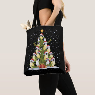 Bolsa Tote Árvore de Natal de Pinguim Fofo Festa Divertida