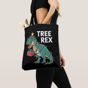 Bolsa Tote Árvore de Natal Dinossauro Rex Pajamas Luzes de Na