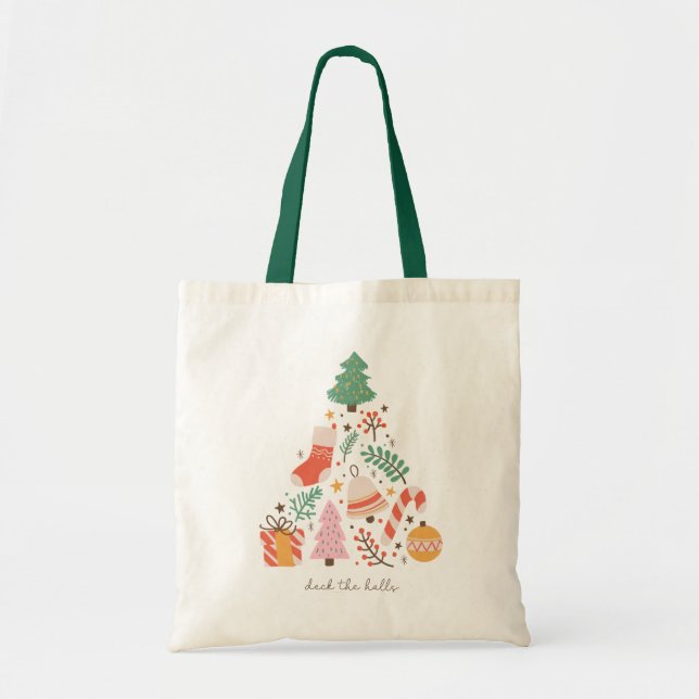 Bolsa Tote Árvore De Natal Do Deck Halls (Frente)