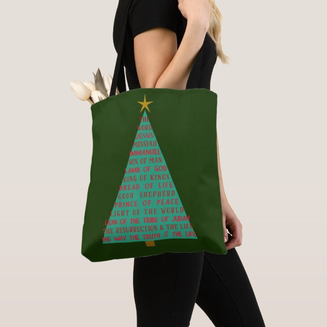 Bolsa Tote Árvore de Natal dos Nomes de Jesus (Close Up)