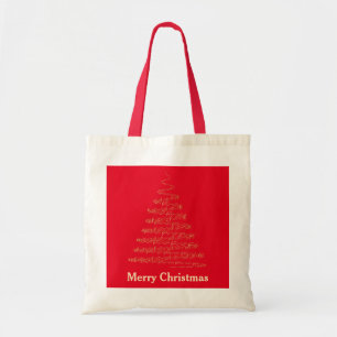 Bolsa Tote Árvore de Natal Dourada Decorativa Personalizada P