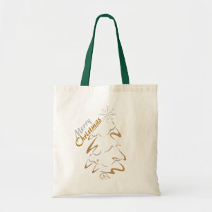 Bolsa Tote Árvore de Natal Dourada e prateada