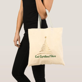 Bolsa Tote Árvore de Natal em Arte de Linha Dourada