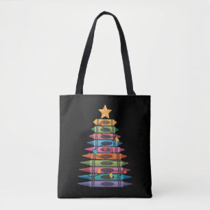 Bolsa Tote Árvore de Natal Feita de Lápis de Cor Vida de Prof