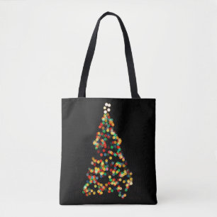Bolsa Tote Árvore de Natal, Luzes multicoloridas, bokeh