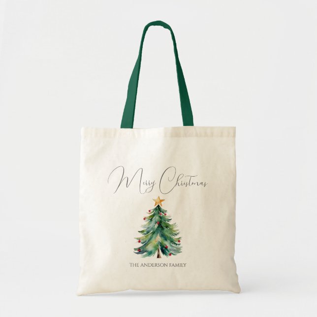 Bolsa Tote Árvore de Natal Merry Elegant (Frente)
