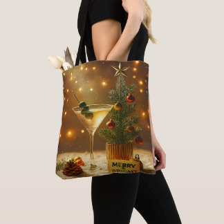 Bolsa Tote Árvore de Natal Mid Century Merry & Bright Martini