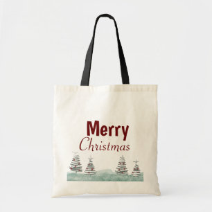 Bolsa Tote Árvore de Natal Moderna Cena de Neve de Natal