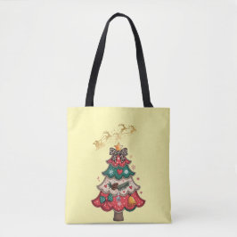Bolsa Tote Árvore de Natal Moderna Colorida