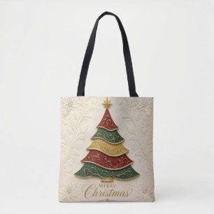 Bolsa Tote Árvore de Natal Ornamentada a Ouro