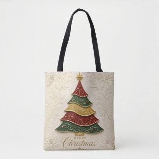 Bolsa Tote Árvore de Natal Ornamentada a Ouro