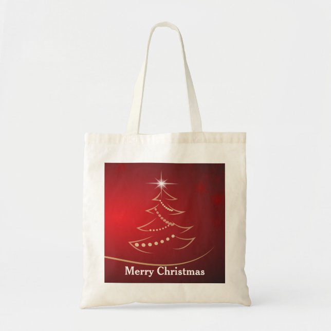 Bolsa Tote Árvore de Natal Personalizada Decorativa Presente  (Frente)
