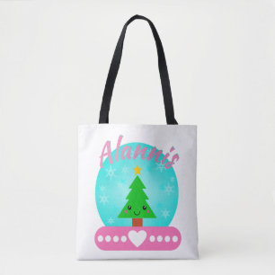 Bolsa Tote Árvore De Natal Personalizada E Corações
