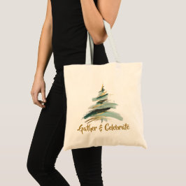 Bolsa Tote Árvore de Natal Pintada Abstrata
