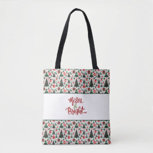 Bolsa Tote Árvore de Natal, presentes, cana doce