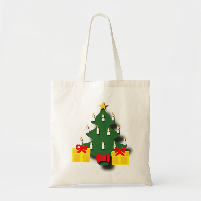 Bolsa Tote Árvore de Natal Tradicional com Velas (Frente)