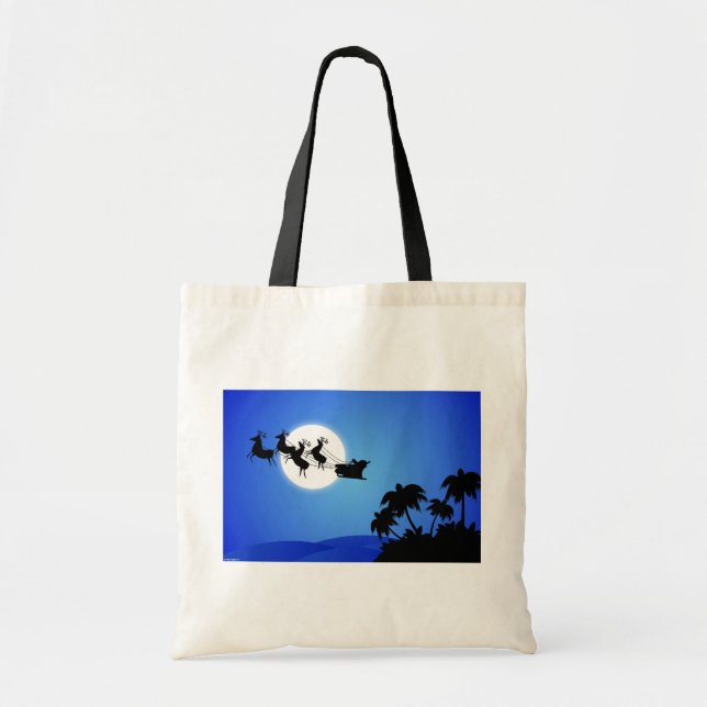 Bolsa Tote Árvore de Natal tropical de Papai Noel (Frente)