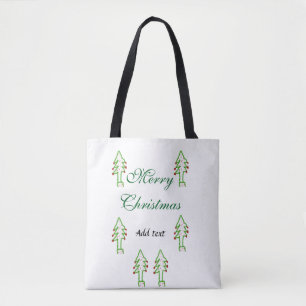 Bolsa Tote Árvore de Natal verde cereja vermelha alegria Nata