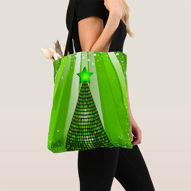 Bolsa Tote Árvore de Natal Verde Moderna com Estrela (Criador carregado)