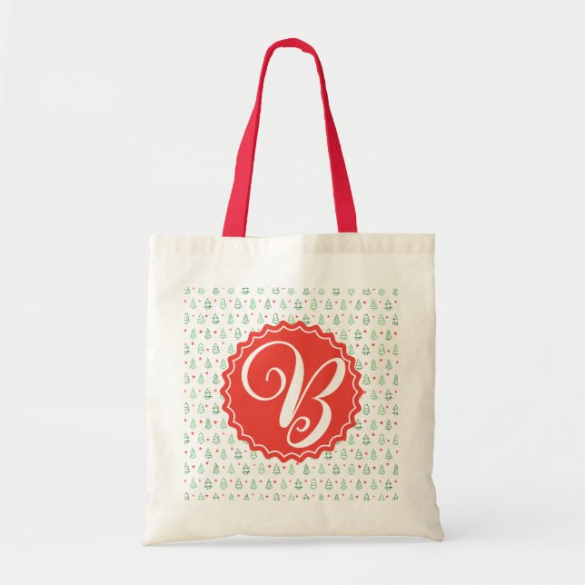 Bolsa Tote Árvore de Natal Vermelha e Verde (Frente)