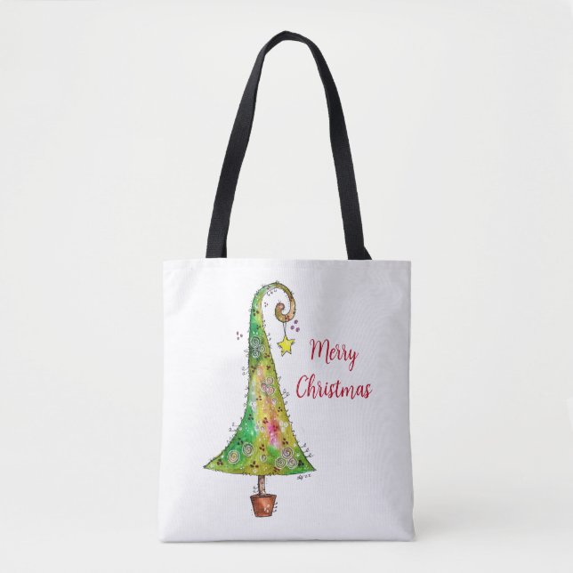 Bolsa Tote Árvore de Natal Whimsic (Frente)