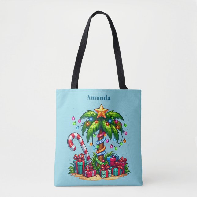 Bolsa Tote Árvore de Palma de Natal tropical (Frente)