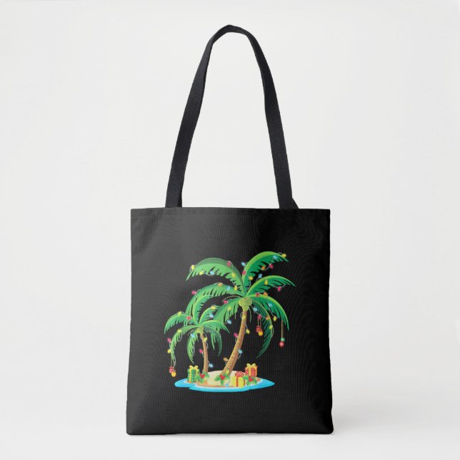 Bolsa Tote Árvore de Palma de Natal Tropical Xmas Gift Coconu (Frente)