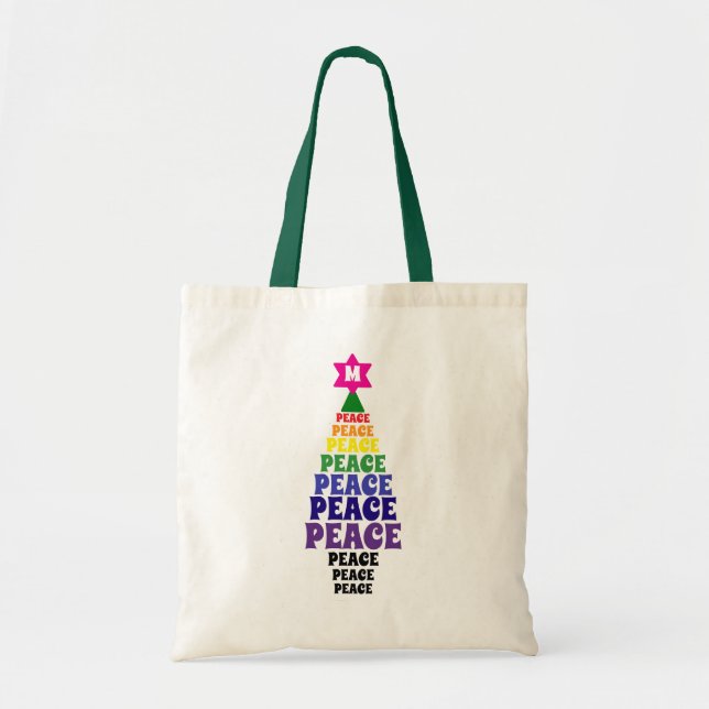 Bolsa Tote Árvore de Paz do Arco-íris Cura para Natal Adicion (Frente)