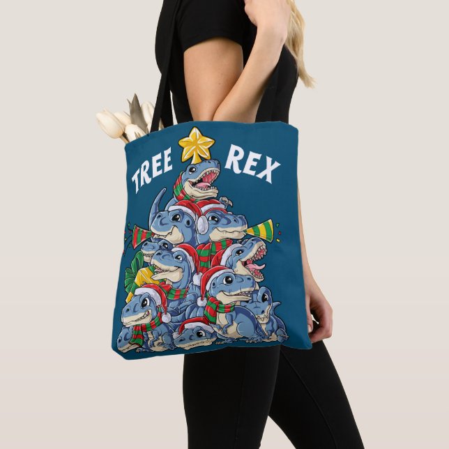 Bolsa Tote Árvore do Dinossauro de Natal Rex Pajamas Men Meni (Close Up)