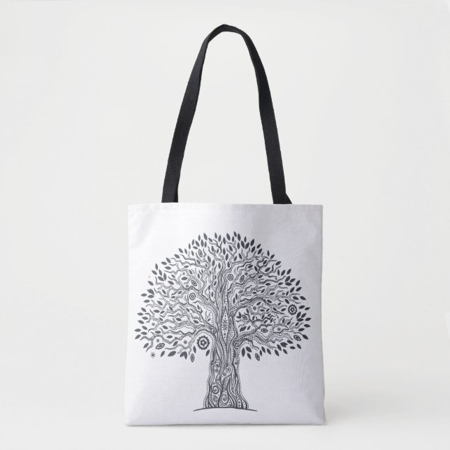 Bolsa Tote Árvore do Doodle 2 da vida (Frente)