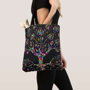 Bolsa Tote Árvore do vitral do falso da prosperidade