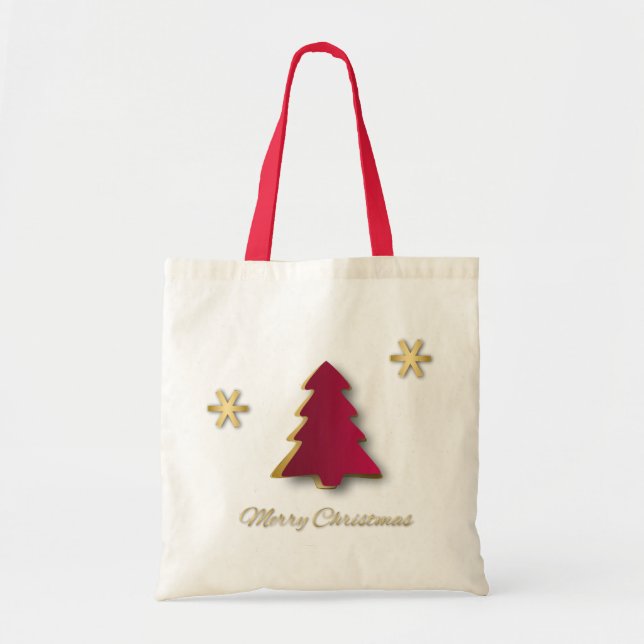 Bolsa Tote Árvore Dourada de Natal Clássica Elegante (Frente)