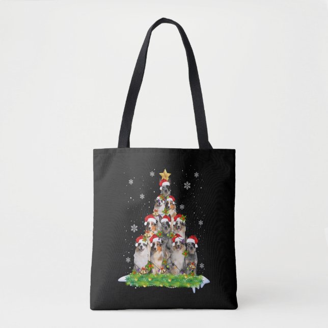 Bolsa Tote Árvore Enfeites de natal australiana Shepherd Auss (Frente)