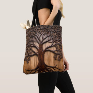 Bolsa Tote Árvore Jacaranda: A Arte da Natureza em Madeira,