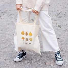 Bolsa Tote Árvore Minimalista de Outono e Abóbora
